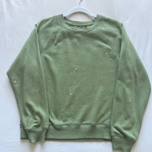 American Eagle Green Flowered Crewneck